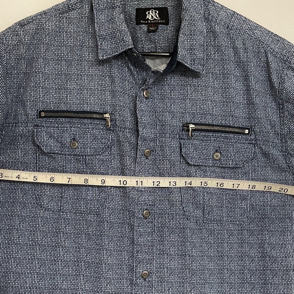 Rock & Republic Men's Short Sleeve Casual Button Down Shirt Blue Size L - Picture 6 of 8